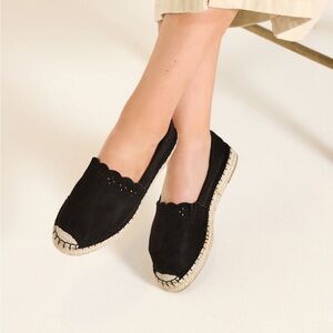 Evans Black WIDE FIT Laser Cut Espadrille - 8 extra wide